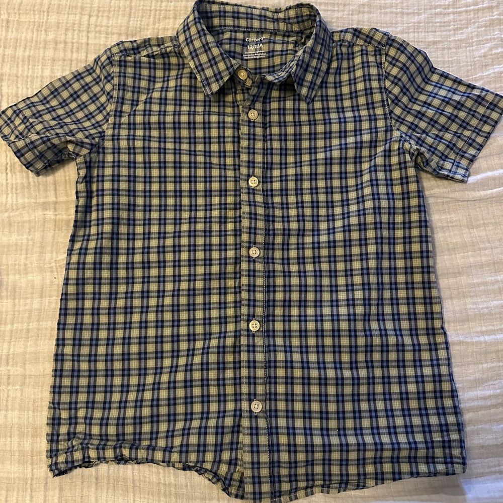 Carter's Navy and Olive Plaid Button Down Shirt